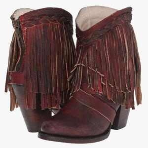 Freebird Tonto Fringe Braided Cowboy Cowgirl Festival Ankle Boots Western Size 6